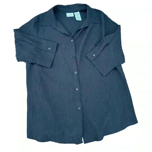 Women’s Black button down shirt White Stag clothing size 16 W rayon top - Picture 1 of 3